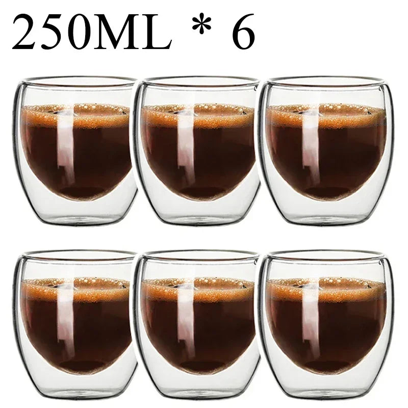 Taza de vidrio con doble fondo para café