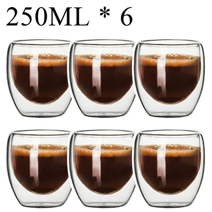 Taza de vidrio con doble fondo para café
