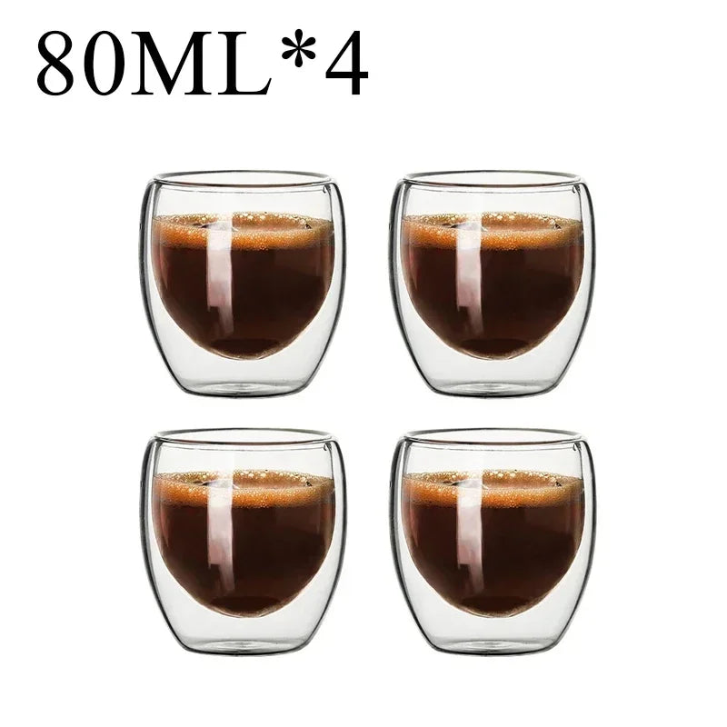 Taza de vidrio con doble fondo para café