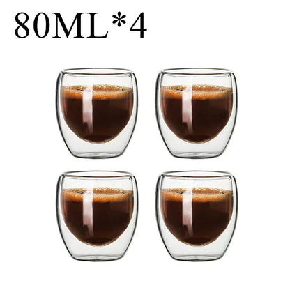 Taza de vidrio con doble fondo para café