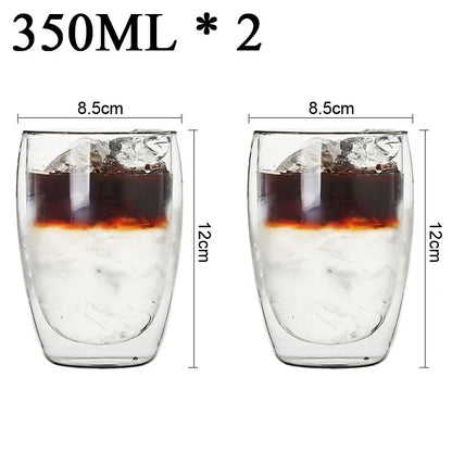 Taza de vidrio con doble fondo para café