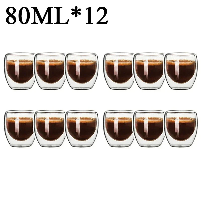 Taza de vidrio con doble fondo para café