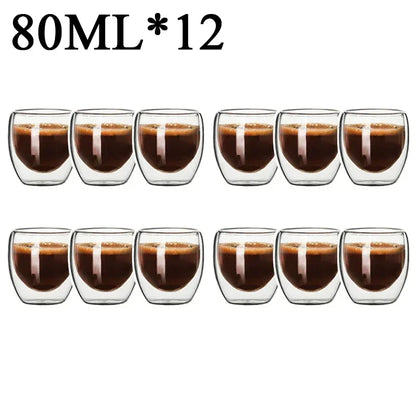 Taza de vidrio con doble fondo para café