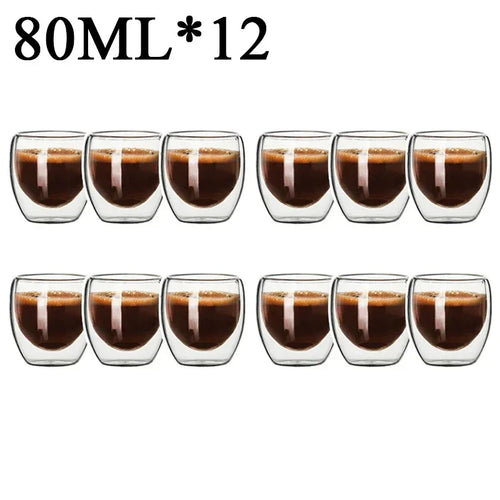 Taza de vidrio con doble fondo para café