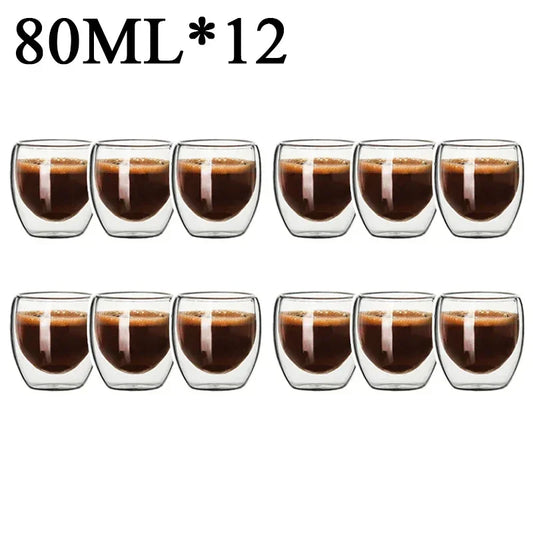 Taza de vidrio con doble fondo para café