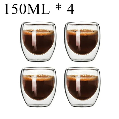 Taza de vidrio con doble fondo para café