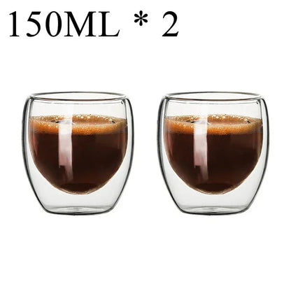 Taza de vidrio con doble fondo para café