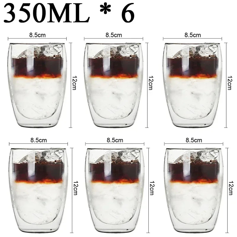 Taza de vidrio con doble fondo para café