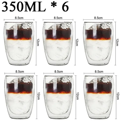 Taza de vidrio con doble fondo para café