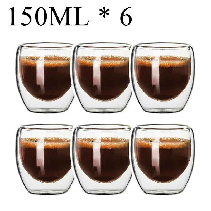 Taza de vidrio con doble fondo para café