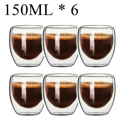 Taza de vidrio con doble fondo para café
