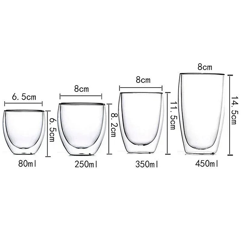 Taza de vidrio con doble fondo para café