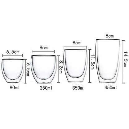 Taza de vidrio con doble fondo para café