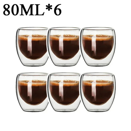 Taza de vidrio con doble fondo para café