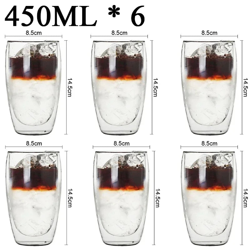 Taza de vidrio con doble fondo para café