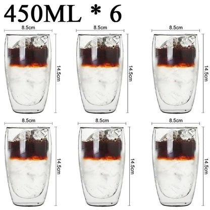 Taza de vidrio con doble fondo para café