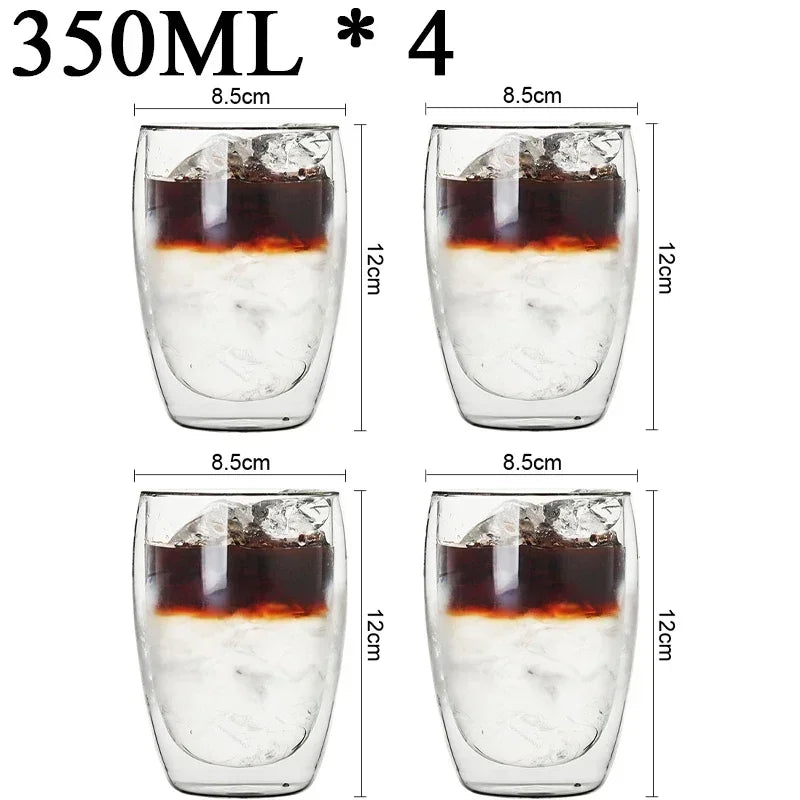 Taza de vidrio con doble fondo para café