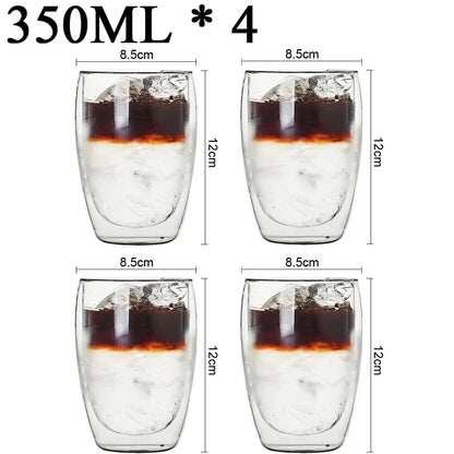 Taza de vidrio con doble fondo para café