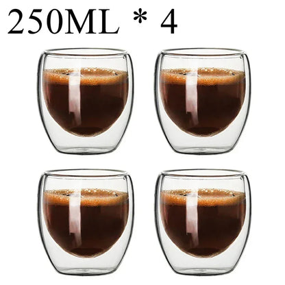 Taza de vidrio con doble fondo para café