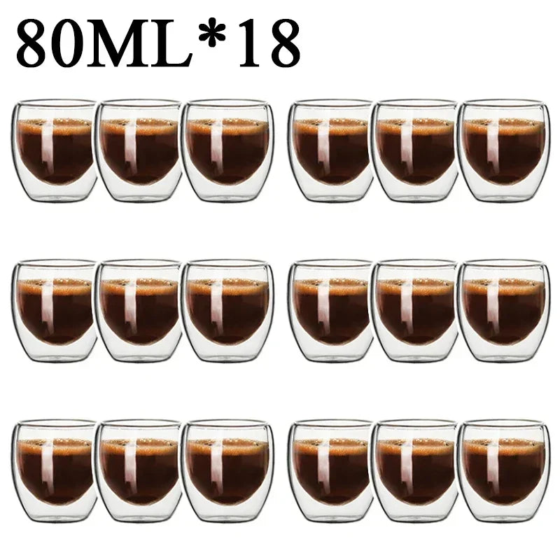 Taza de vidrio con doble fondo para café