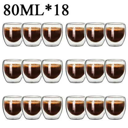 Taza de vidrio con doble fondo para café